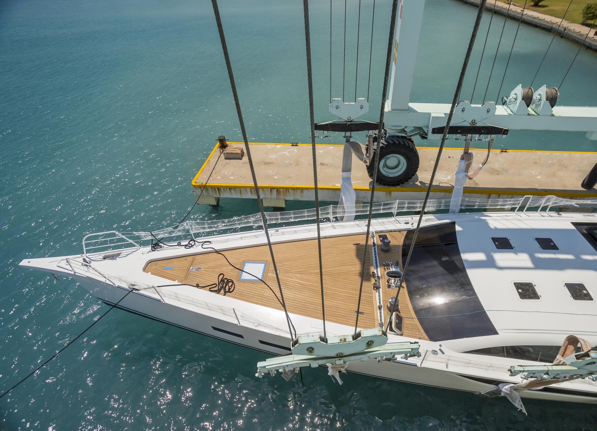 Yacht lift at the boatyard